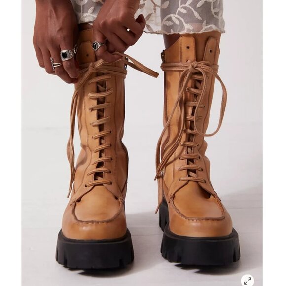 NIB Free People Lace-Up Knee-High Boots - Picture 1 of 5